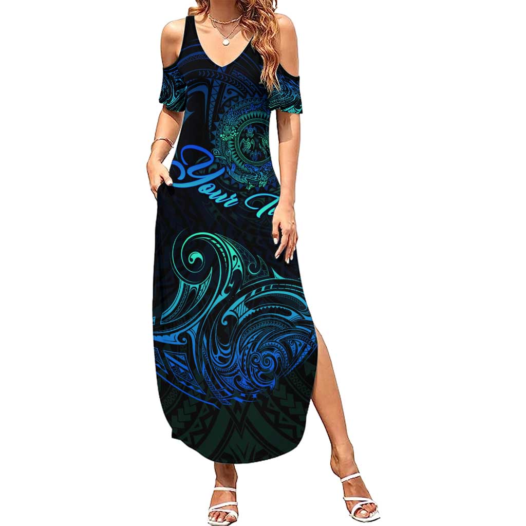 Sea Animal Polynesia Summer Maxi Dress Polynesian Pattern DT02 Women Black - Polynesian Pride