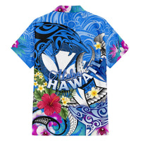 Aloha Hawaii Family Matching Off Shoulder Short Dress and Hawaiian Shirt Dolphins and Fish Hook Hibiscus DT02 - Polynesian Pride