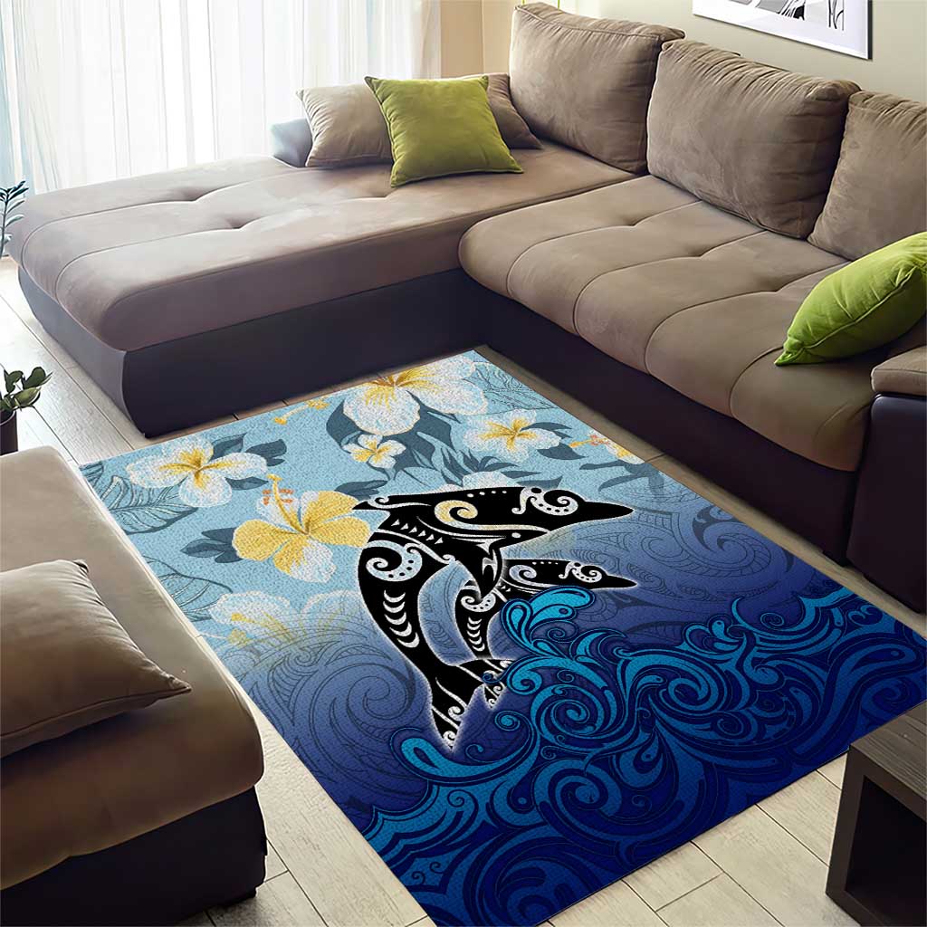 Mother And Baby Dolphins Area Rug Hawaii Hibiscus DT02 - Polynesian Pride