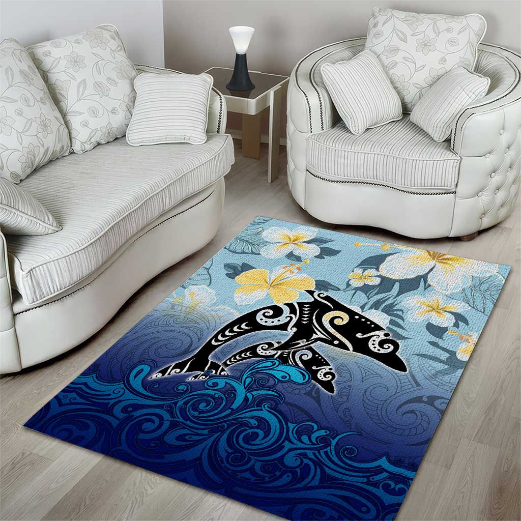 Mother And Baby Dolphins Area Rug Hawaii Hibiscus DT02 - Polynesian Pride