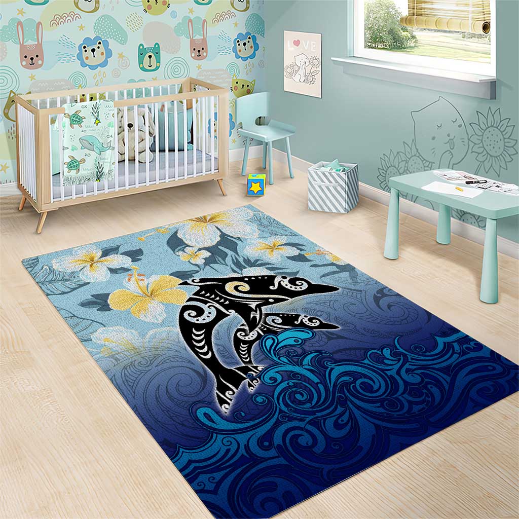 Mother And Baby Dolphins Area Rug Hawaii Hibiscus DT02 - Polynesian Pride