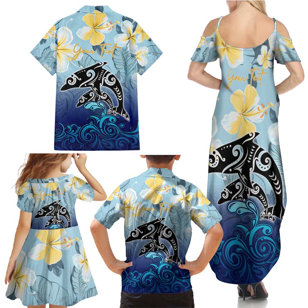 Mother And Baby Dolphins Family Matching Summer Maxi Dress and Hawaiian Shirt Hawaii Hibiscus DT02 - Polynesian Pride