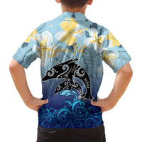Mother And Baby Dolphins Family Matching Tank Maxi Dress and Hawaiian Shirt Hawaii Hibiscus DT02 - Polynesian Pride