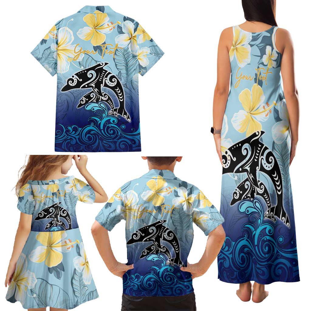 Mother And Baby Dolphins Family Matching Tank Maxi Dress and Hawaiian Shirt Hawaii Hibiscus DT02 - Polynesian Pride