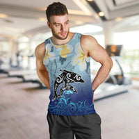 Mother And Baby Dolphins Men Tank Top Hawaii Hibiscus DT02 Blue - Polynesian Pride