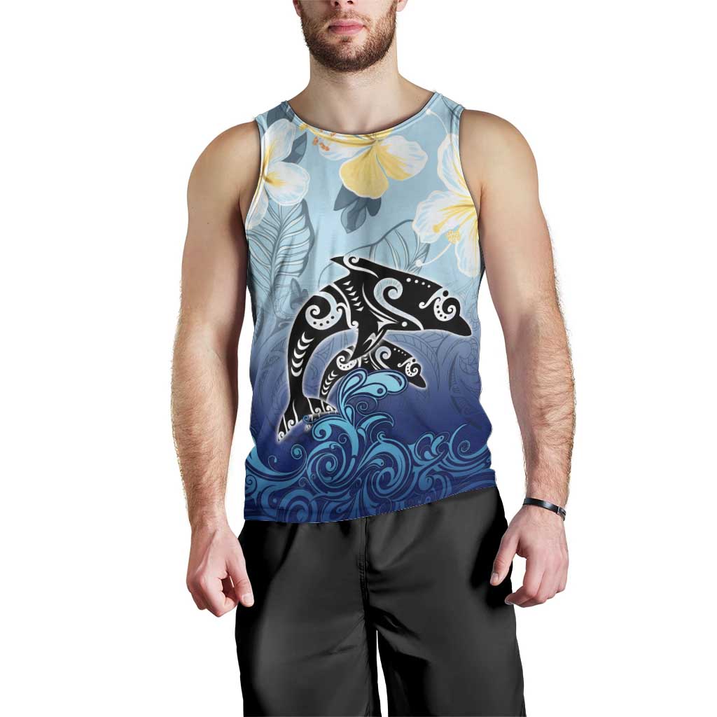 Mother And Baby Dolphins Men Tank Top Hawaii Hibiscus DT02 - Polynesian Pride