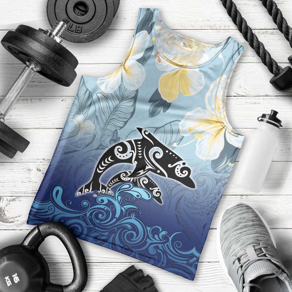 Mother And Baby Dolphins Men Tank Top Hawaii Hibiscus DT02 - Polynesian Pride