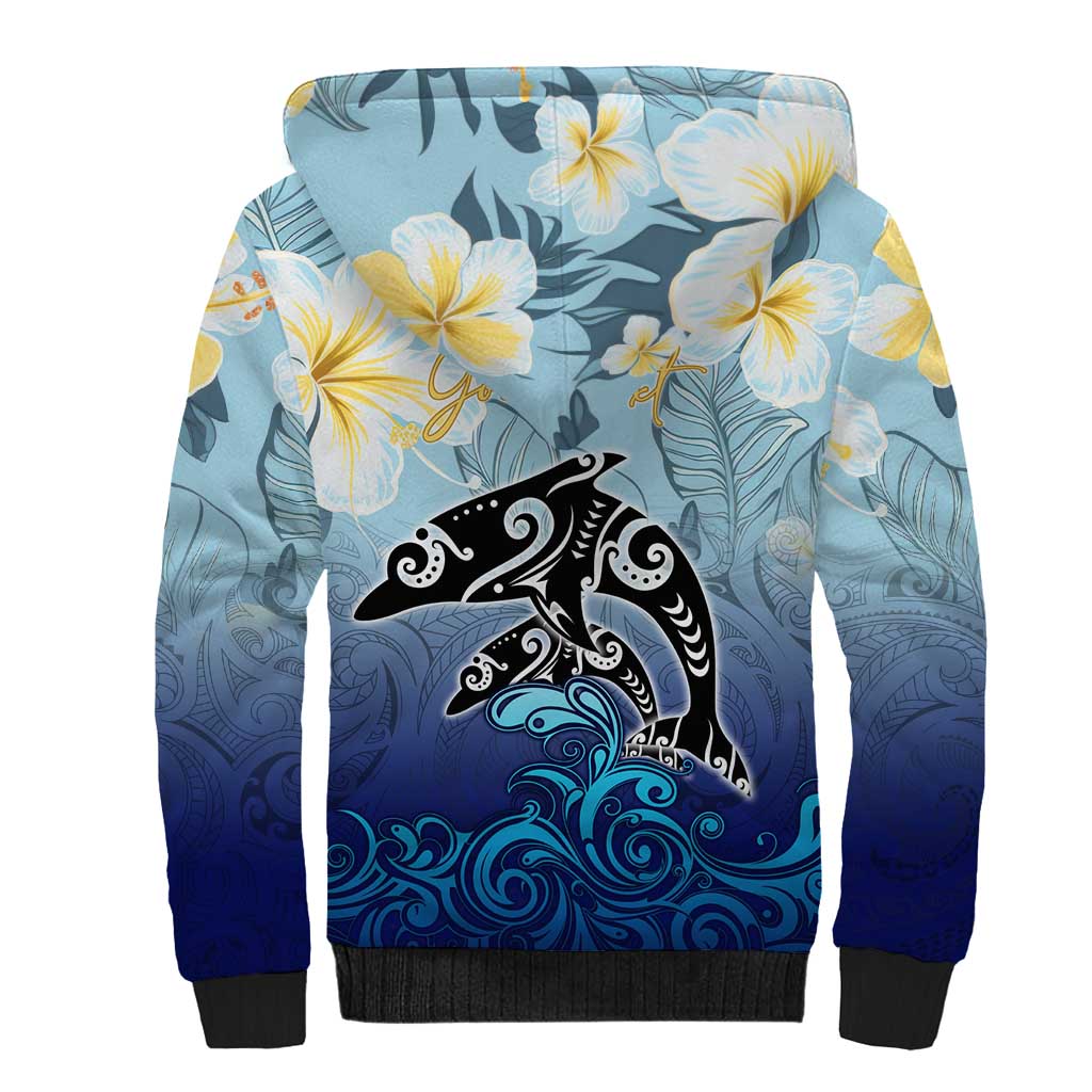 Mother And Baby Dolphins Sherpa Hoodie Hawaii Hibiscus DT02 - Polynesian Pride