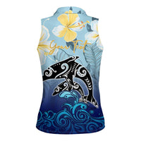 Mother And Baby Dolphins Women Sleeveless Polo Shirt Hawaii Hibiscus DT02 - Polynesian Pride
