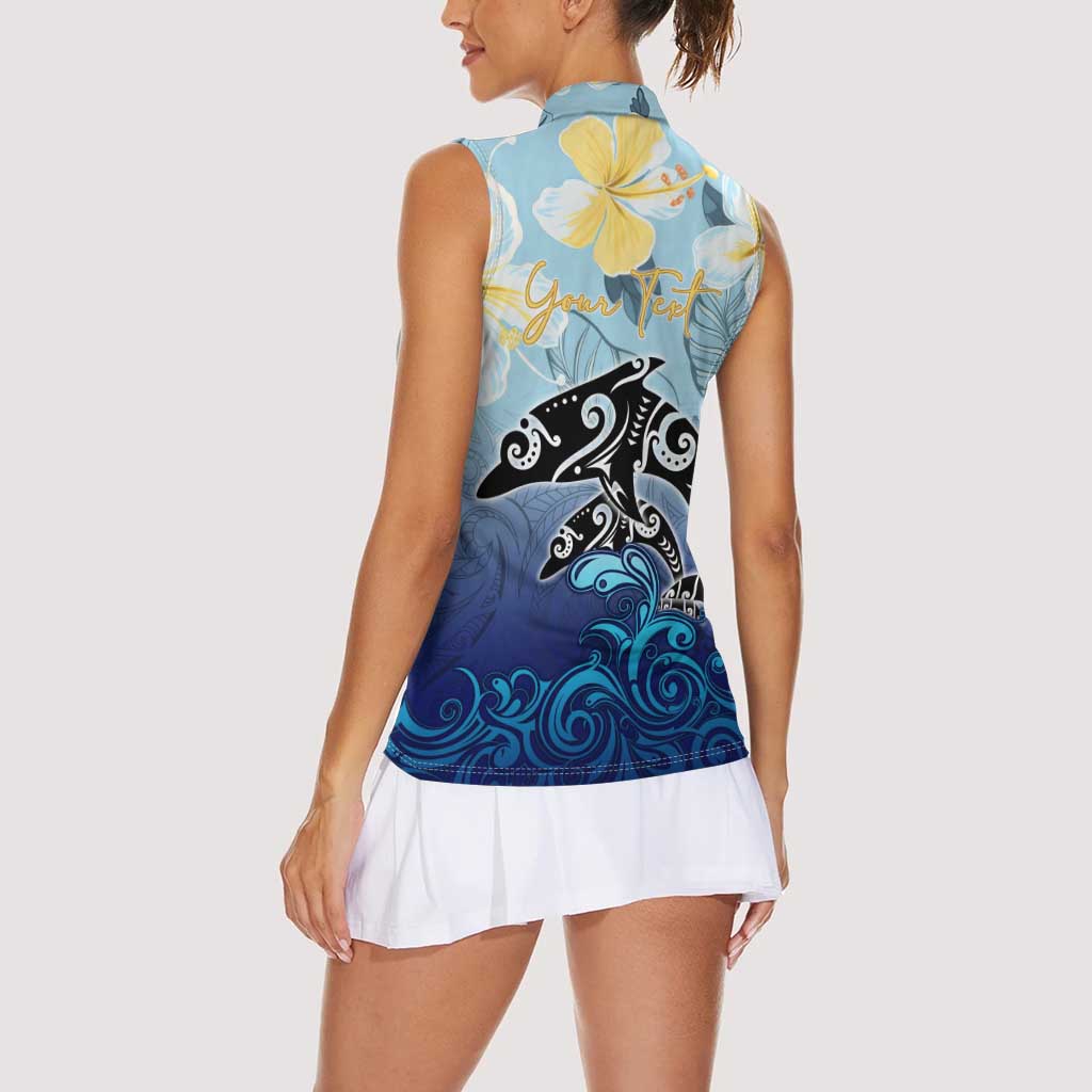 Mother And Baby Dolphins Women Sleeveless Polo Shirt Hawaii Hibiscus DT02 - Polynesian Pride