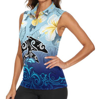 Mother And Baby Dolphins Women Sleeveless Polo Shirt Hawaii Hibiscus DT02 - Polynesian Pride