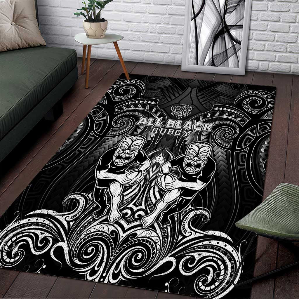 All Black Area Rug New Zealand Rugby Mascot Maori