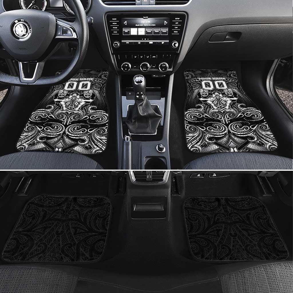 All Black Car Mats New Zealand Rugby Mascot Maori DT02 Set 4pcs Black - Polynesian Pride