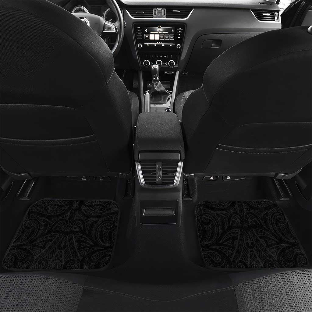 All Black Car Mats New Zealand Rugby Mascot Maori DT02 Set 2pcs - Back Black - Polynesian Pride
