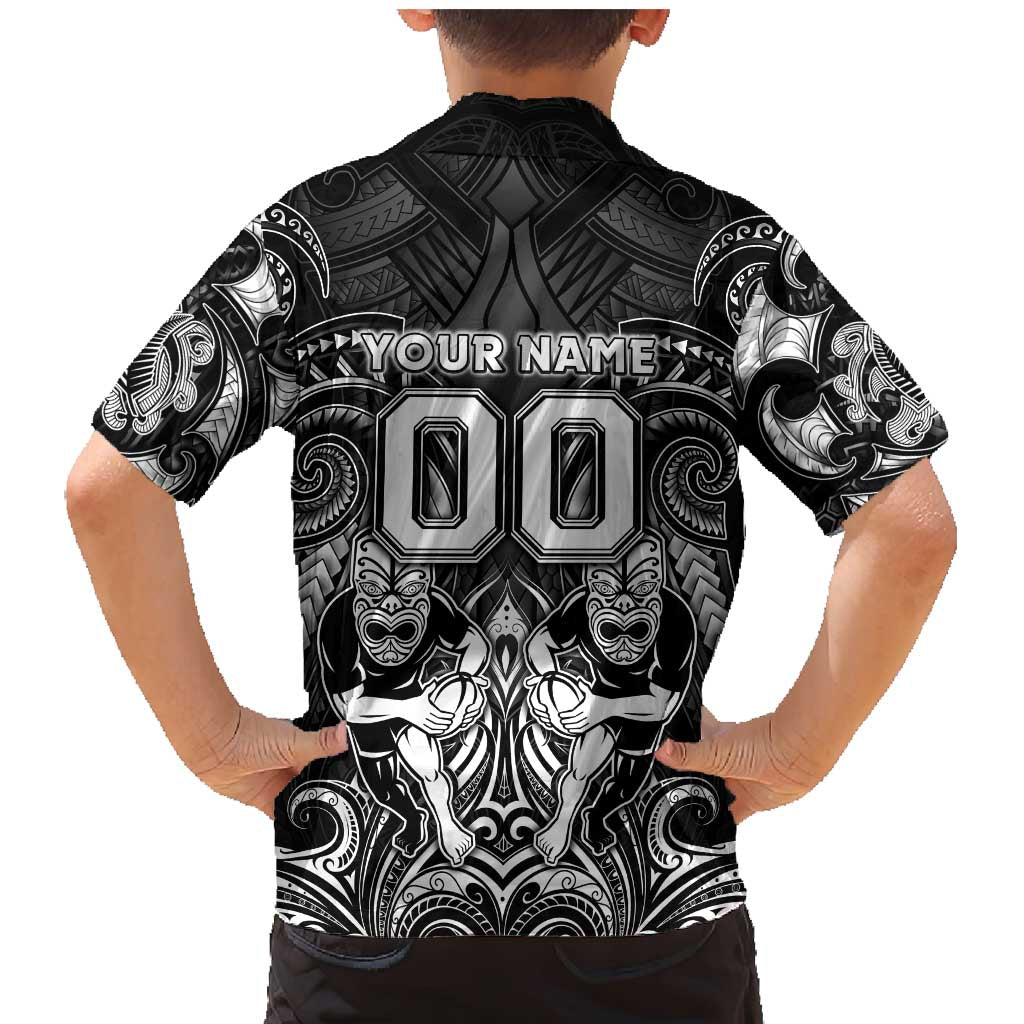 Personalized All Black Family Matching Mermaid Dress and Hawaiian Shirt New Zealand Rugby Mascot Maori DT02 - Polynesian Pride