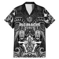 Personalized All Black Family Matching Mermaid Dress and Hawaiian Shirt New Zealand Rugby Mascot Maori DT02 Dad's Shirt - Short Sleeve Black - Polynesian Pride