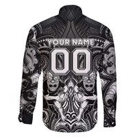 Personalized All Black Family Matching Off Shoulder Maxi Dress and Hawaiian Shirt New Zealand Rugby Mascot Maori DT02 - Polynesian Pride
