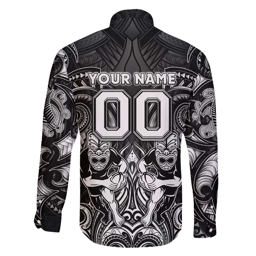 Personalized All Black Family Matching Summer Maxi Dress and Hawaiian Shirt New Zealand Rugby Mascot Maori DT02 - Polynesian Pride