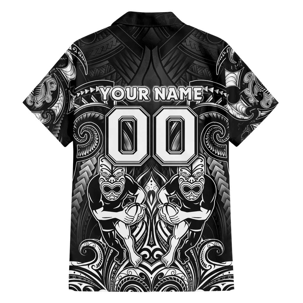 Personalized All Black Family Matching Tank Maxi Dress and Hawaiian Shirt New Zealand Rugby Mascot Maori DT02 - Polynesian Pride