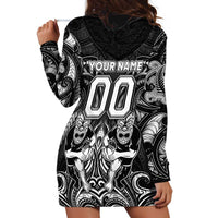 Personalized All Black Hoodie Dress New Zealand Rugby Mascot Maori DT02 - Polynesian Pride