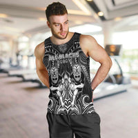 Personalized All Black Men Tank Top New Zealand Rugby Mascot Maori DT02 Black - Polynesian Pride