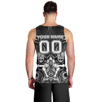 Personalized All Black Men Tank Top New Zealand Rugby Mascot Maori DT02 - Polynesian Pride