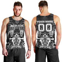 Personalized All Black Men Tank Top New Zealand Rugby Mascot Maori DT02 - Polynesian Pride