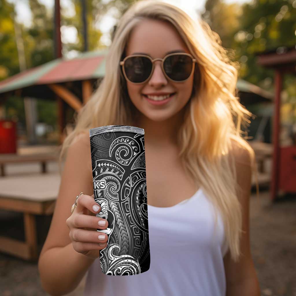 All Black Skinny Tumbler New Zealand Rugby Mascot Maori DT02 - Polynesian Pride