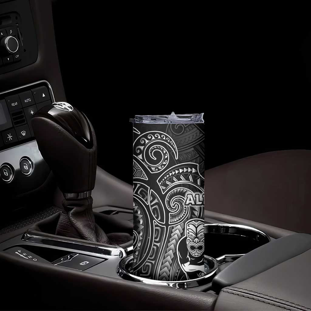 All Black Skinny Tumbler New Zealand Rugby Mascot Maori DT02 - Polynesian Pride
