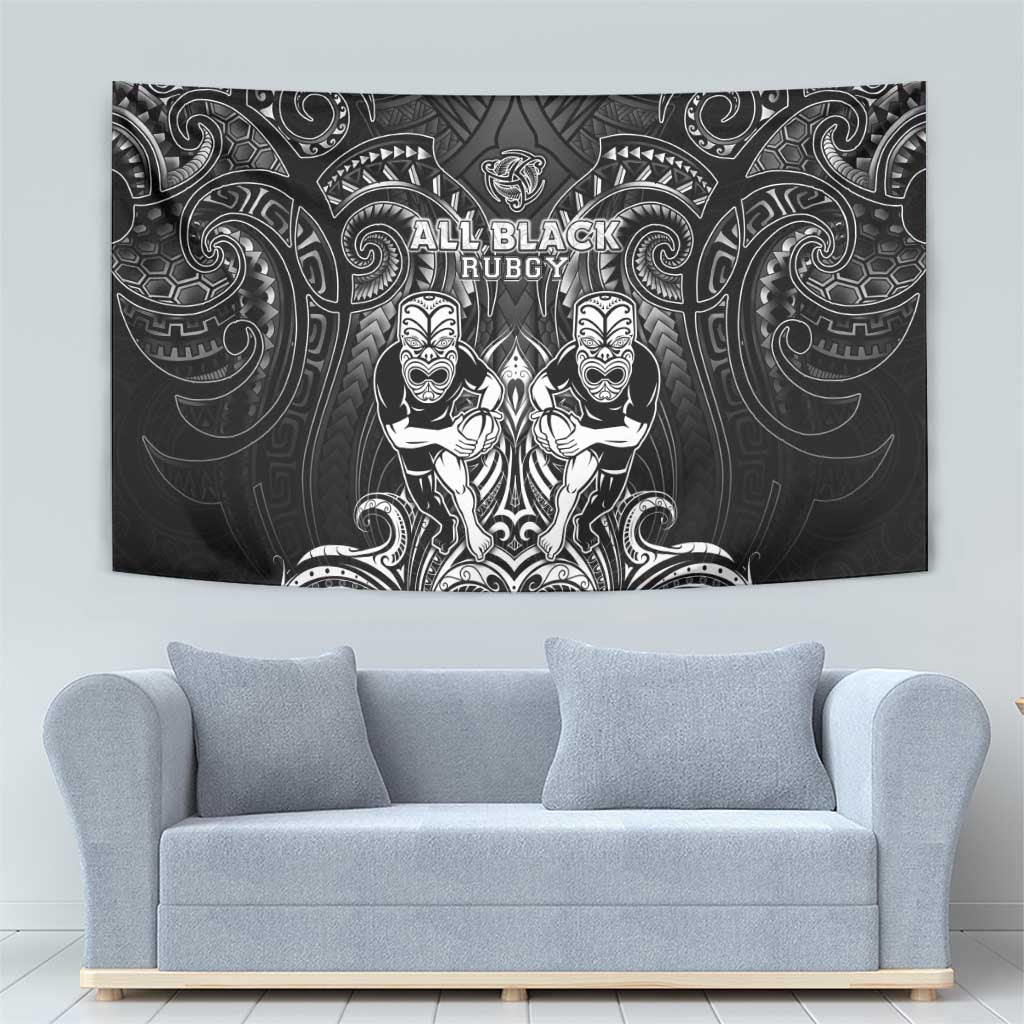 All Black Tapestry New Zealand Rugby Mascot Maori