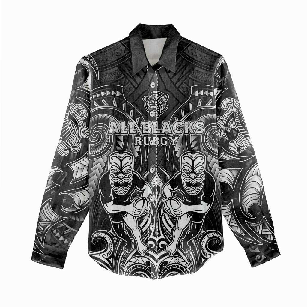 Personalized All Black Women Casual Shirt New Zealand Rugby Mascot Maori