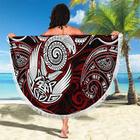 New Zealand Aotearoa Rugby Beach Blanket Maori Fern Tattoo Art DT02 - Polynesian Pride
