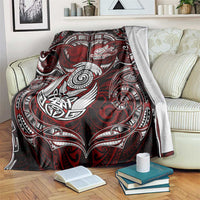 New Zealand Aotearoa Rugby Blanket Maori Fern Tattoo Art DT02 Red - Polynesian Pride
