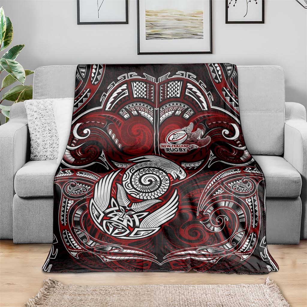 New Zealand Aotearoa Rugby Blanket Maori Fern Tattoo Art DT02 - Polynesian Pride