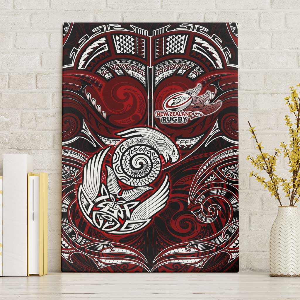 New Zealand Aotearoa Rugby Canvas Wall Art Maori Fern Tattoo Art DT02 Without Frame Red - Polynesian Pride