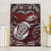 New Zealand Aotearoa Rugby Canvas Wall Art Maori Fern Tattoo Art DT02 Without Frame Red - Polynesian Pride