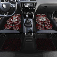 New Zealand Aotearoa Rugby Car Mats Maori Fern Tattoo Art DT02 Set 4pcs Red - Polynesian Pride
