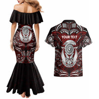 Personalized New Zealand Aotearoa Rugby Couples Matching Mermaid Dress and Hawaiian Shirt Maori Fern Tattoo Art DT02 - Polynesian Pride