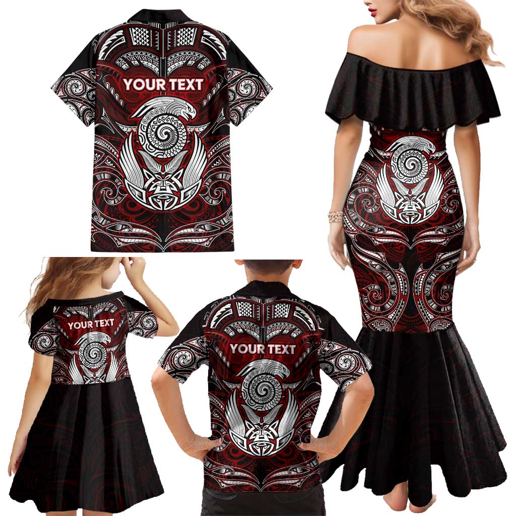 Personalized New Zealand Aotearoa Rugby Family Matching Mermaid Dress and Hawaiian Shirt Maori Fern Tattoo Art DT02 - Polynesian Pride