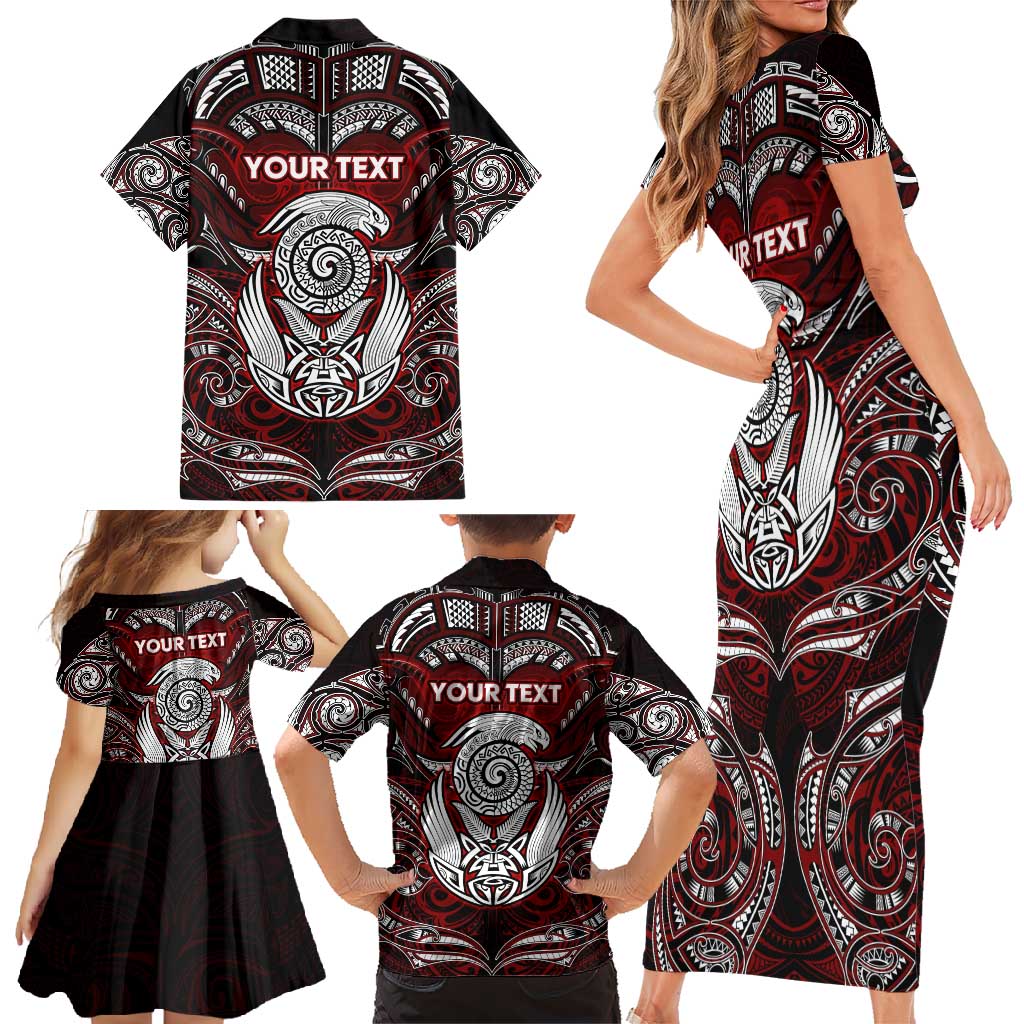 Personalized New Zealand Aotearoa Rugby Family Matching Short Sleeve Bodycon Dress and Hawaiian Shirt Maori Fern Tattoo Art DT02 - Polynesian Pride