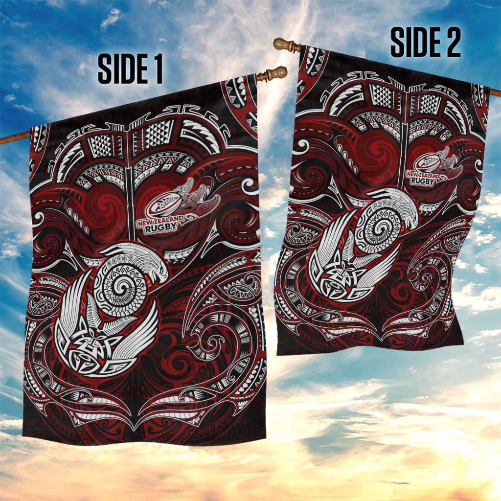 New Zealand Aotearoa Rugby Garden Flag Maori Fern Tattoo Art DT02 - Polynesian Pride