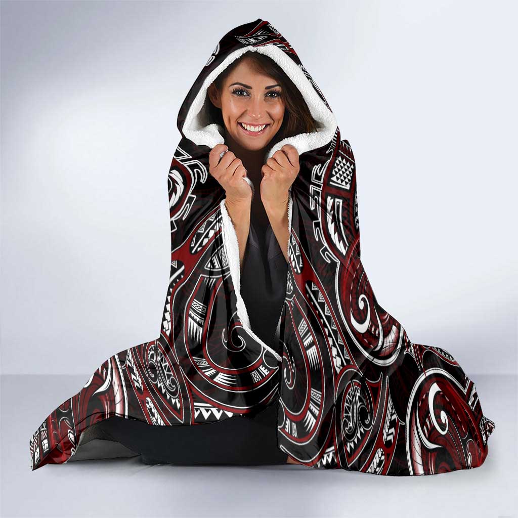 New Zealand Aotearoa Rugby Hooded Blanket Maori Fern Tattoo Art DT02 - Polynesian Pride