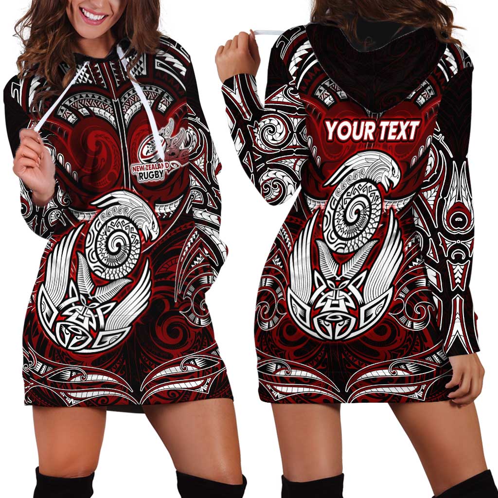 Personalized New Zealand Aotearoa Rugby Hoodie Dress Maori Fern Tattoo Art DT02 - Polynesian Pride