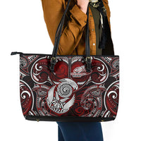 New Zealand Aotearoa Rugby Leather Tote Bag Maori Fern Tattoo Art DT02 - Polynesian Pride