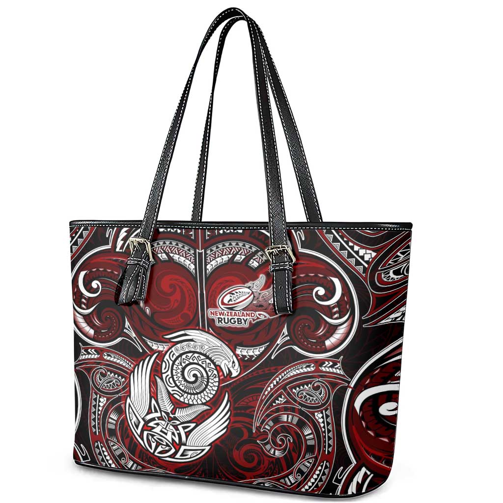 New Zealand Aotearoa Rugby Leather Tote Bag Maori Fern Tattoo Art DT02 - Polynesian Pride