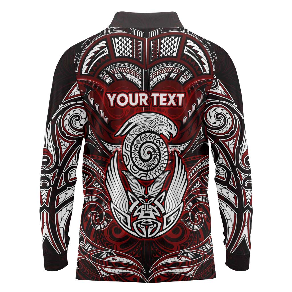 Personalized New Zealand Aotearoa Rugby Long Sleeve Polo Shirt Maori Fern Tattoo Art DT02 - Polynesian Pride