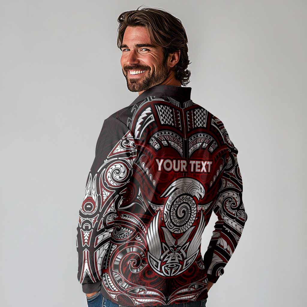 Personalized New Zealand Aotearoa Rugby Long Sleeve Polo Shirt Maori Fern Tattoo Art DT02 - Polynesian Pride