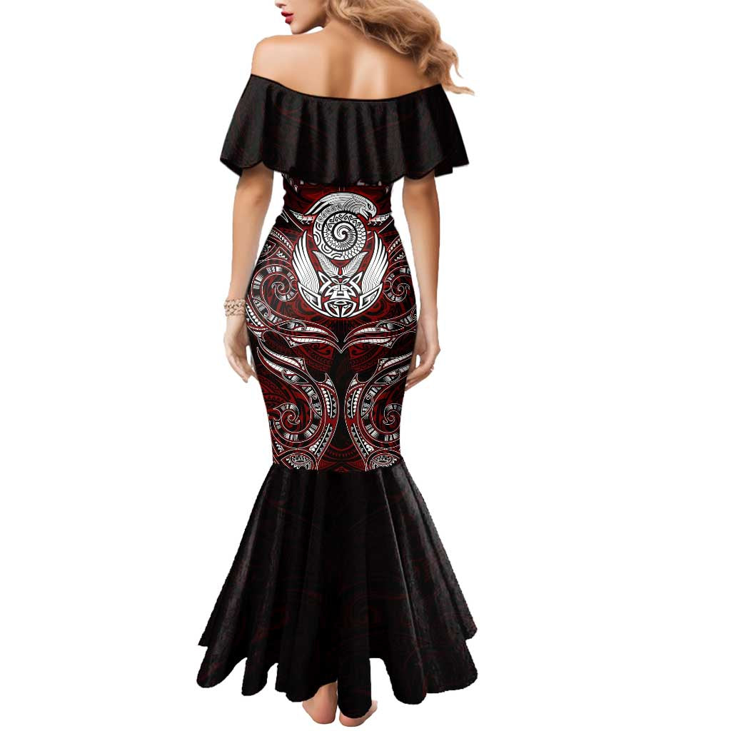 Personalized New Zealand Aotearoa Rugby Mermaid Dress Maori Fern Tattoo Art DT02 - Polynesian Pride