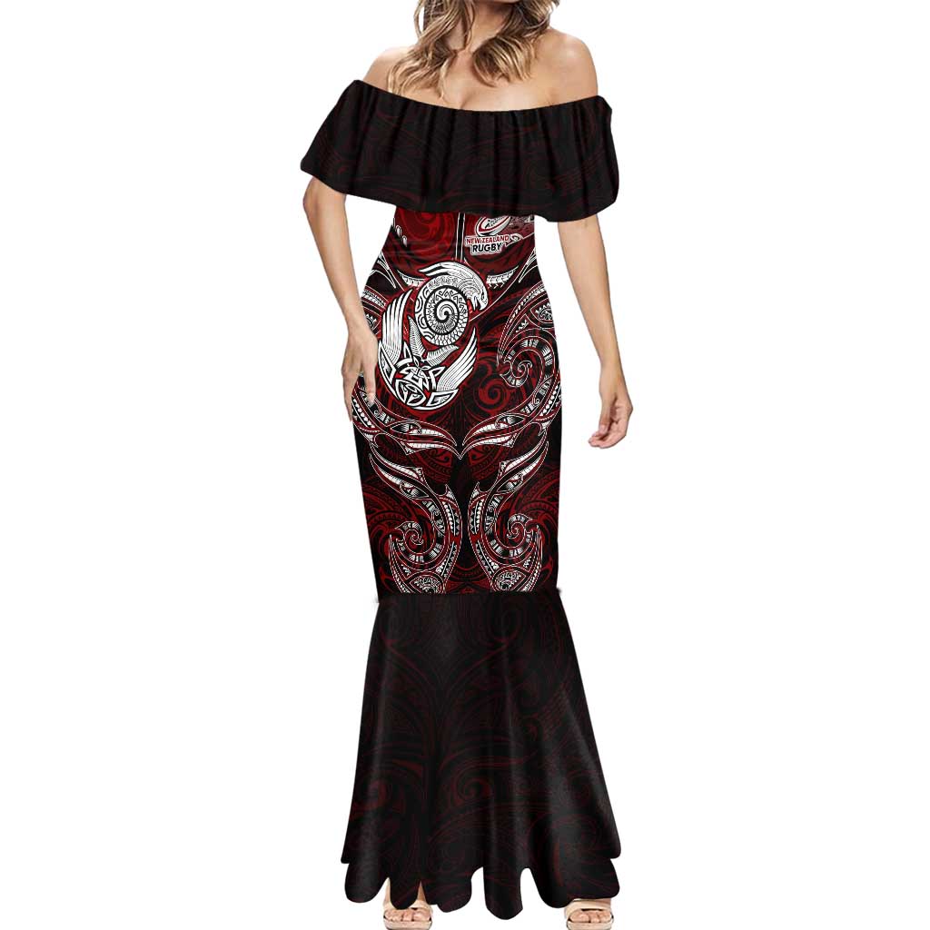 Personalized New Zealand Aotearoa Rugby Mermaid Dress Maori Fern Tattoo Art DT02 - Polynesian Pride