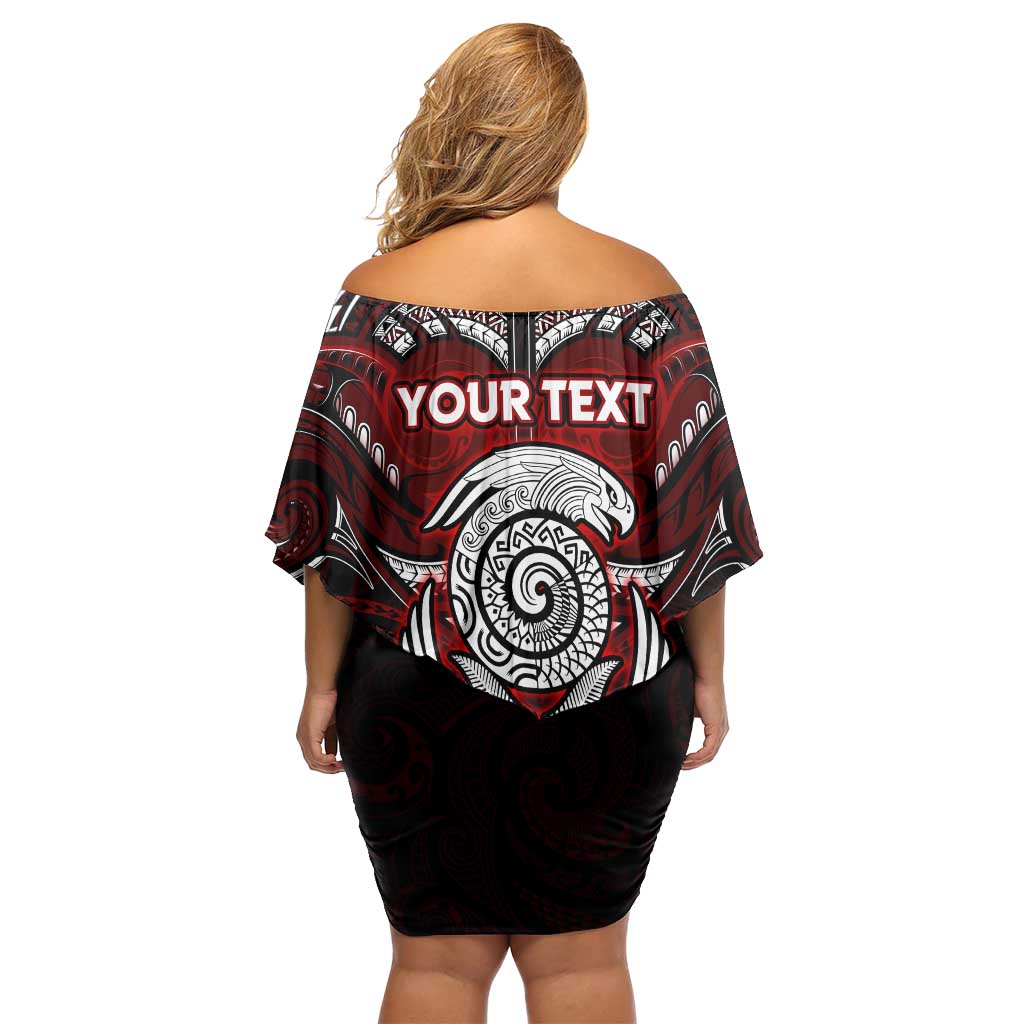 Personalized New Zealand Aotearoa Rugby Off Shoulder Short Dress Maori Fern Tattoo Art DT02 - Polynesian Pride